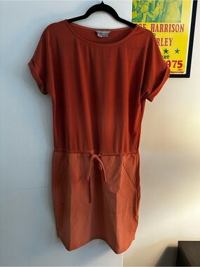 Royal Robbins Rust Orange Drawstring Waist Dress